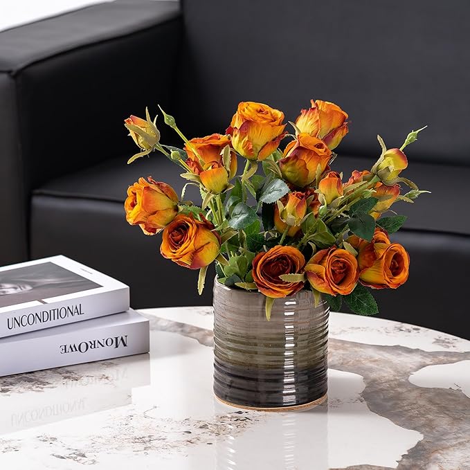 Utensil Holder 5.3" for Countertop, Ceramic Utensil Crocks for Kitchen Counter, Farmhouse Kitchen Décor Utensil Holder, Protection Cork Bottom