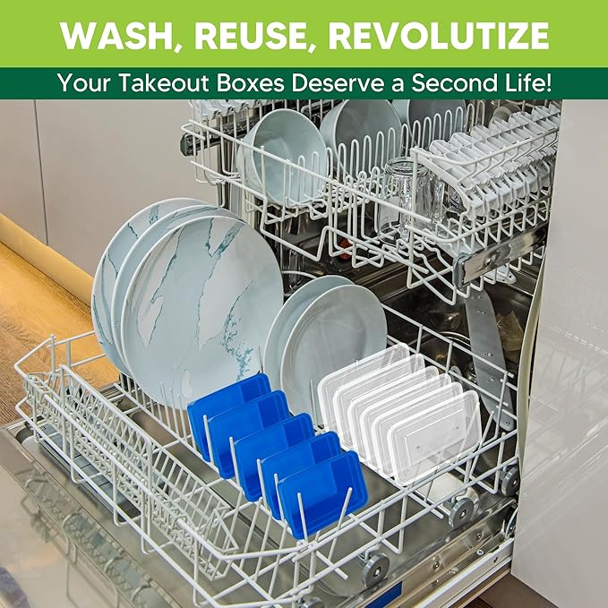 50 Pack Meal Prep Containers with Lids 38oz - BPA-Free, Reusable, Leakproof Food Storage Containers - Microwave/Dishwasher/Freezer Safe, To Go Take Out Plastic Food Storage Pans(Blue)