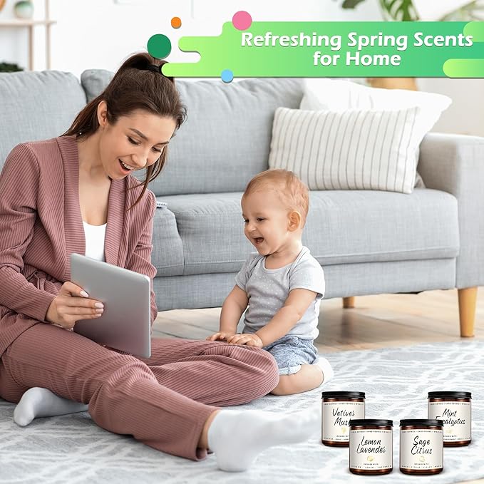 Scented Candle for Home | Vetiver Musk Candle | Aromatherapy Candles- Soy Candles for Home Scented, Gifts for Women Men, Vetiver Fragrance -7oz, Single-Wick Made with Soy Wax