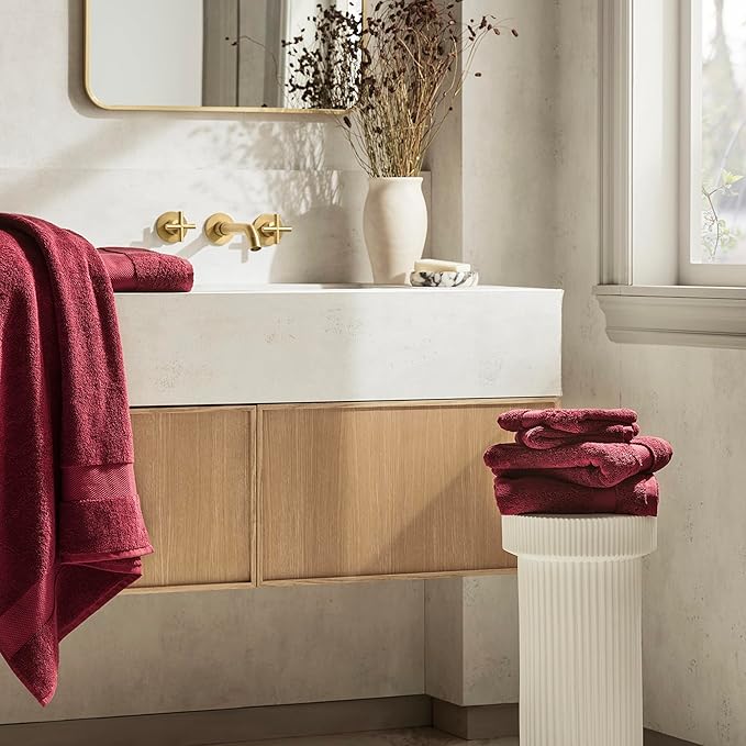 BOLL & BRANCH Plush Bath Towel Set - Holly - 6 Piece - Includes 2 Bath Towels, 2 Hand Towels & 2 Washcloths - 100% Organic Cotton - Ultra Soft & Luxurious - Quick Absorbing