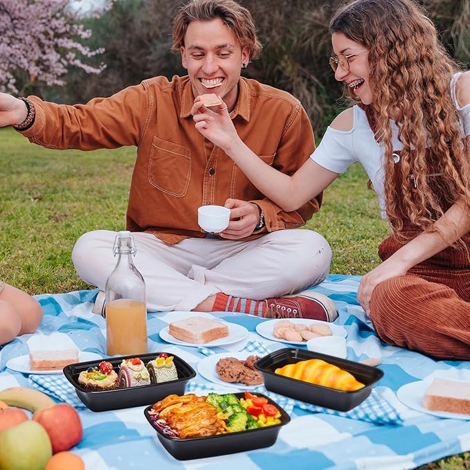 Glotoch 32oz Meal Prep Containers, 10 Pack (20-Piece) Reusable Food Prep Containers with Lids Microwave, Freezer, Dishwasher Safe Leakproof Durable Plastic Food Storage Bento Box To Go Take Out