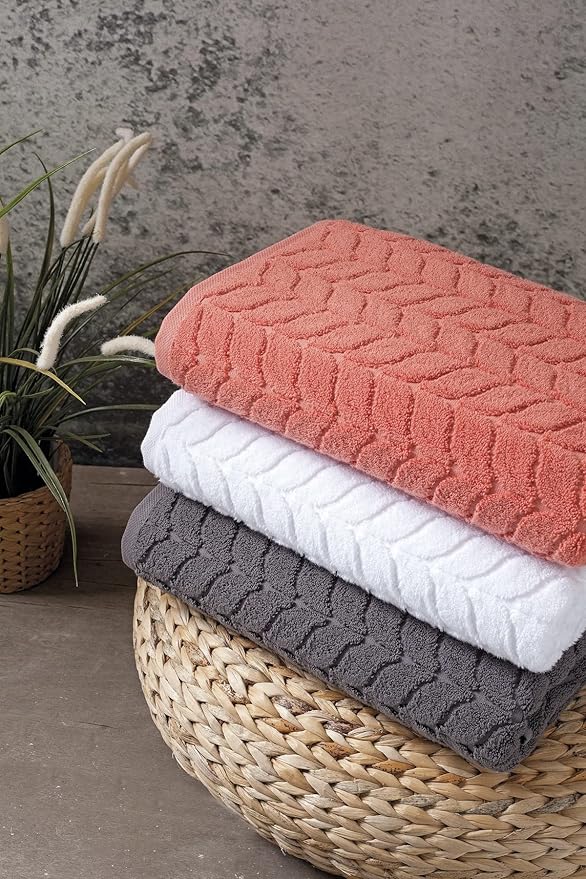 BAGNO MILANO Turkish Bath Towels, Soft Plush Jacquard Luxury Bath Towels, Quick Dry Towel Set (Black, 2 pcs Bath Towel Set)