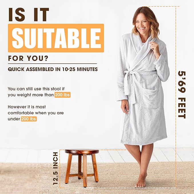 ENKEZI Shower Foot Rest 12 in - Shower Stool for Shaving Legs, Small Corner Bathroom Bench Suitable for Small Shower Spaces - Bath Seat, Spa Foot Rest Shaving Stool