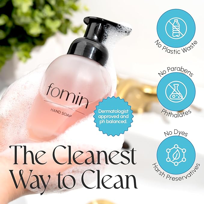 FOMIN Foaming Hand Soap Refills (16 Pack) - Fragrance-Free Foaming Hand Soap Tablets - Skin Friendly Foam Soap Refill for Hand Wash - Makes 128 fl oz (16 x 8 fl oz)