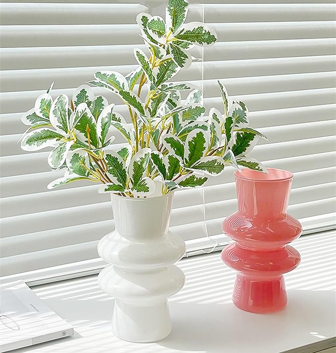 JSPYFITS Modern Glass Vases, 7.87" Tall Four-Layer Glass Vase Bubble Flower Vases Decorative for Home Décor, Decorative White Glasses Table Vase for Wedding Housewarming Gift