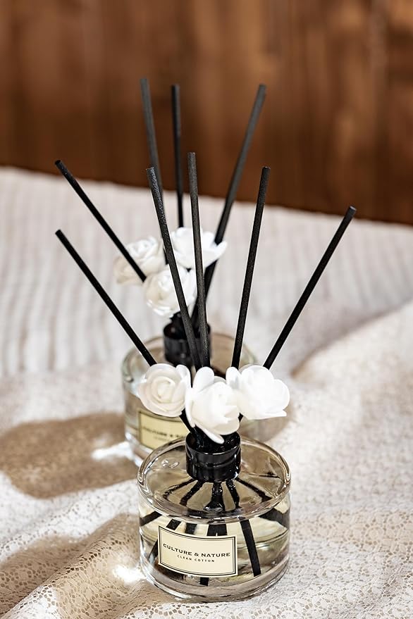 CULTURE & NATURE Reed Diffuser Set 6.7oz (200ml) Lilac Garden Scented Diffuser with Sticks Home Fragrance Reed Diffuser for Bathroom Shelf Decor