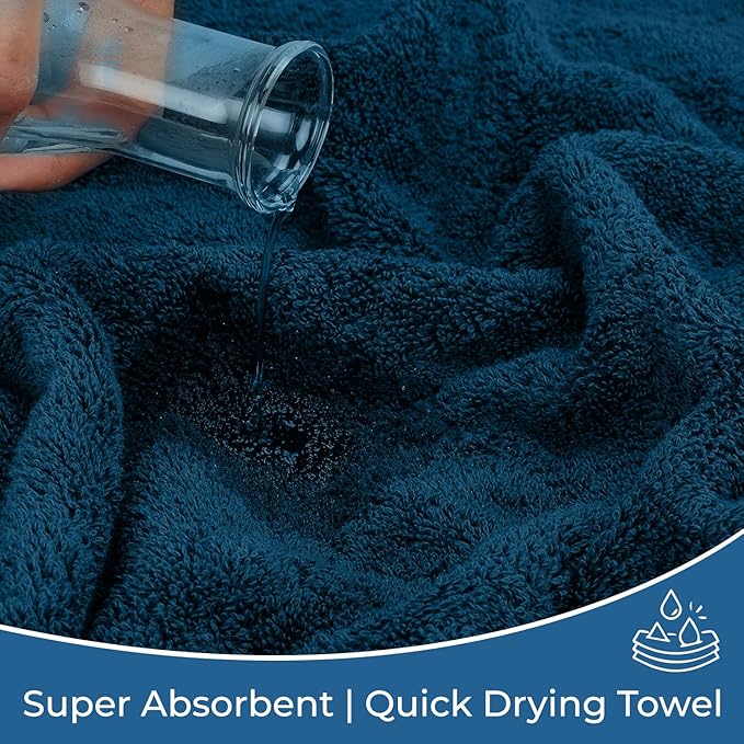 DAN RIVER 100% Ring Spun Cotton 3-Piece Towel Set, Blue Opal, Bath Towel, Hand Towel and Washcloths, 550 GSM - Soft, Absorbent Quick Dry Cotton Towels for Bathroom, Spa, and Gym