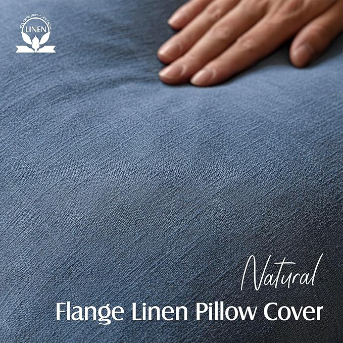 Foindtower Pack of 2, Decorative Linen Soild Throw Pillow Covers Soft Accent Euro Cushion Case Farmhouse Neutral Pillowcase for Chair Couch Sofa Bedroom Living Room Home Decor 26 x 26 Inch Dark Blue