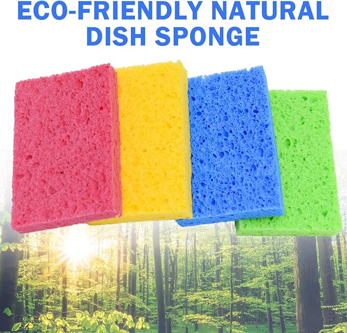 YoleShy 48 Pack Sponges Kitchen Natural Compressed Cellulose Sponges Durable Dish Sponge for Cleaning & DIY for Kids Reusable