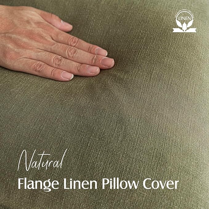 Foindtower Pack of 2, Decorative Linen Soild Throw Pillow Covers Soft Accent Cushion Case Boho Farmhouse Pillowcase for Chair Couch Sofa Bedroom Living Room Home Decor 18 x 18 Inch Olive Green