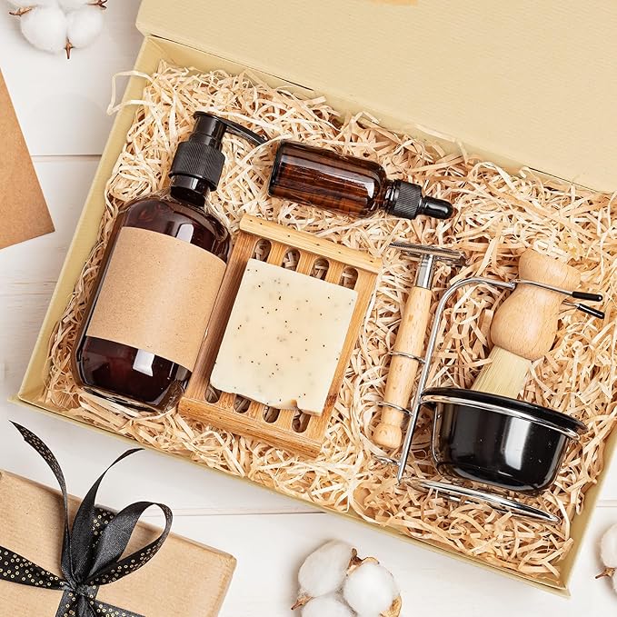 Aimyoo Striped Brown Collapsible Gift Box with Magnetic Closure Lids 13.8x9x4.3 in, Bridesmaid Groomsmen Proposal Box, Large Rectangle Box for Present Graduation Storage 3 Pack