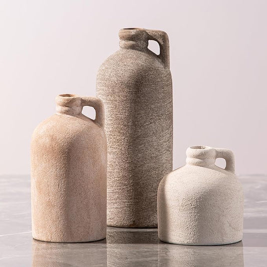 Ceramic Vase Home Table Decor - Flower Vase Set of 3 Living Room Kitchen Decorations Farmhouse Modern Rustic Vases Decorative Centerpiece for Shelf Bedroom Office Bathroom Dining Coffee Desk