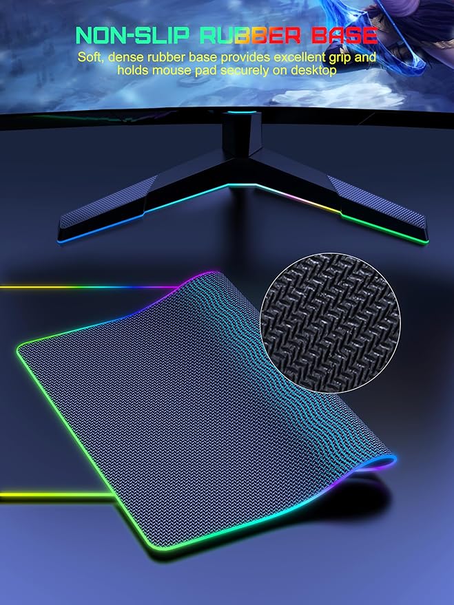TopMade Wireless Charging Mouse Pad, RGB Gaming Mousepad, 35.4" x 15.8" Extra Large Waterproof Keyboard Desk Pad, Cool Computer Desk Mat, Black (Includes 20W PD Power Adapter & 6.56ft Woven Cable)