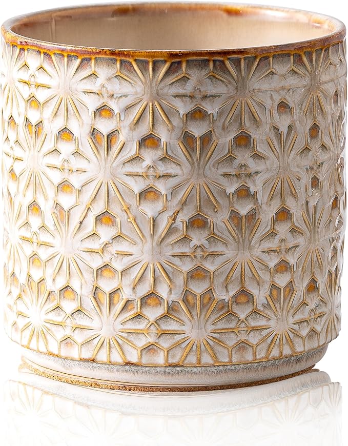 Utensil Holder Rustic Farmhouse Ceramic Utensil Crock for Countertop - 5.3" Handcrafted Kitchen Cooking Utensil Crocks with Cork Base, Natural Finish for Kitchen Tools Storage