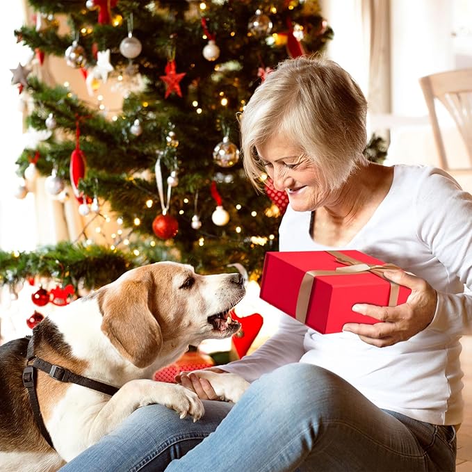 LIFELUM Christmas Gift Box 8 x 7 x 3 inch Red Gift Boxes for Presents with Ribbon Valentine's Bridesmaid Boxes Contains Card, Ribbon, Shredded Paper Filler for Packing