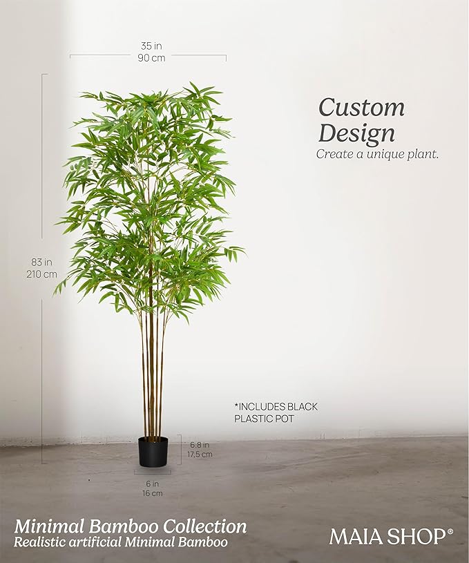 Maia Shop Artificial Bamboo Tree Minimal 7FT Tall, Fake Tree Realistic Leaves, Faux Silk Plant Made with The Best Materials, Artificial Tree for Home Decor Indoor, 83 inches