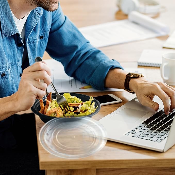 GUSTO [24 oz - 50 Count Round Meal Prep Containers with Lids – Reusable, Microwaveable, Dishwasher & Freezer Safe, BPA-Free Food Storage Containers for Portion Control (Formerly Comfy Package)