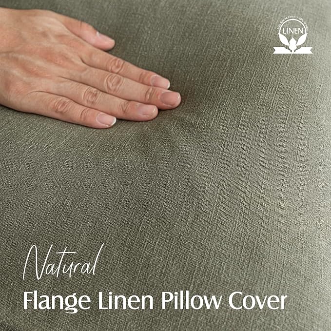 Foindtower Pack of 2, Decorative Linen Soild Throw Pillow Covers Soft Accent Cushion Case Farmhouse Neutral Pillowcase for Chair Couch Sofa Bedroom Living Room Home Decor 24x24 Inch Olive Branch Green