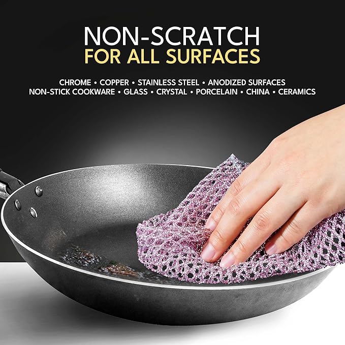 Heavy Duty Dish Scrubbers - Non Scratch Scouring Pads - Odorless and Long Lasting - Replace Sponges for Dish Washing, Scrubbing & Scouring - Kitchen, Floor and Bathroom Usage - Made in Korea (24 Pcs)
