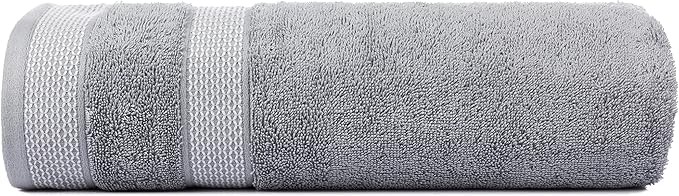 CASA COPENHAGEN Solitaire Mix 6 Pieces Towel Set- White + Grey Violet, 600 GSM 2Bath Towel 2Hand Towel 2Washcloth, Designed in Denmark Made of Soft Egyptian Cotton for Bathroom, Kitchen & Shower