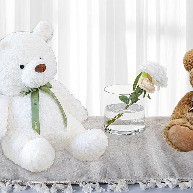 Clear Acrylic Vase for Centerpieces 3.9x3.9 Inch Cylinder Wide Mouth Vase for Flowers, Home Decorative, Office, Wedding Party