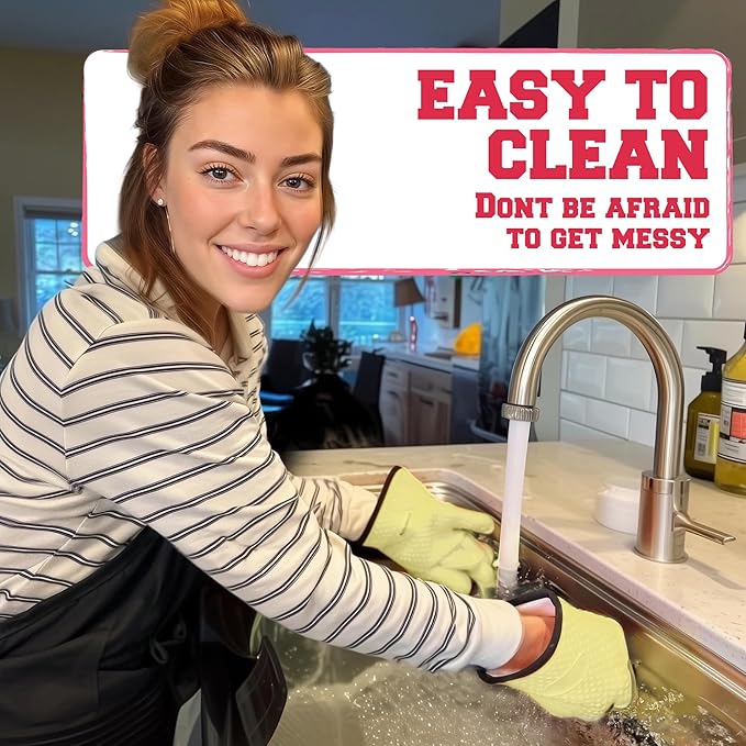 KITCHEN PERFECTION XL Silicone Smoker Oven Gloves for Women -Extreme Heat Resistant BBQ Gloves -Handle Hot Food Right on Your Grill Fryer&Pit|Waterproof Grilling Cooking Mitts|Superior Set+3 Bonuses