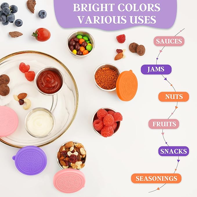 6x2.7 Oz Salad Dressing Container to Go,Handy Leakproof Stainless Steel Meal Prep Containers Reusable,Sauce Containers for Lunch Box, Picnics, Travel, Office and Kitchen Storage