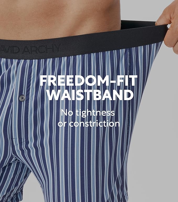 DAVID ARCHY Mens Underwear Bamboo Rayon Boxers for Men Breathable and Cool Men's Boxer Shorts with Button Fly 3 or 5 Pack