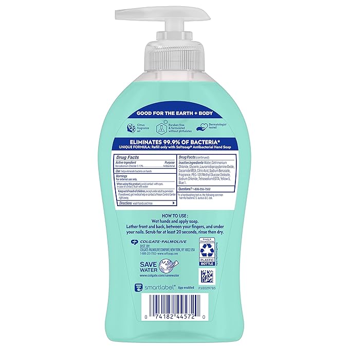 Softsoap Antibacterial Liquid Hand Soap, Fresh Citrus Scent Hand Soap, 11.25 Ounce, 6 Pack