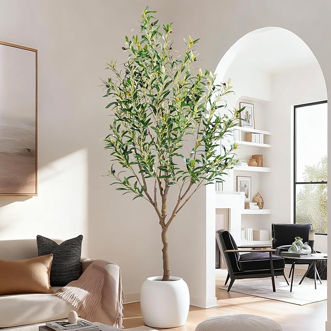 6ft Artificial Olive Tree Faux Olive Plant for Home Decor, Large Fake Olive Tree Modern Farmhouse Style, Floor Plant for Indoor Artificial Trees for Home Decor Indoor, Arbol de Olivo Artificial
