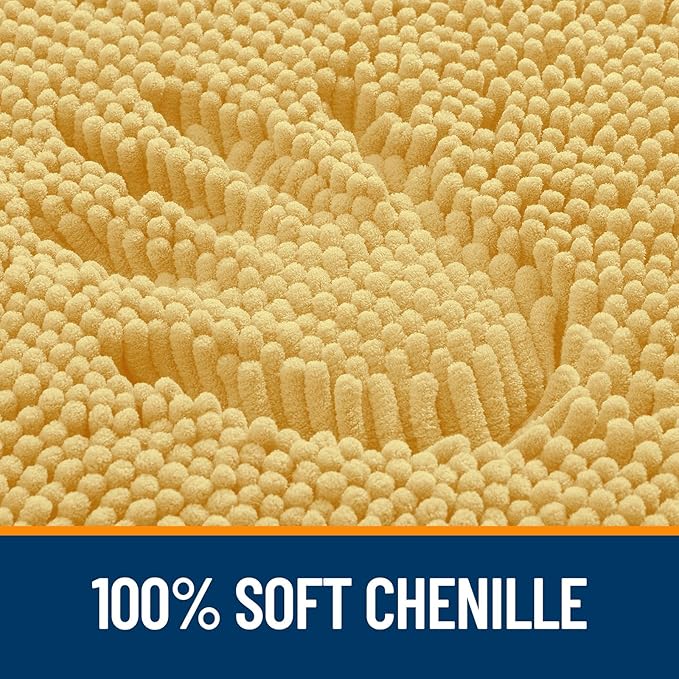 OLANLY Bathroom Rugs 40x32, Extra Soft Absorbent Chenille Bath Rugs, Rubber Backing Quick Dry, Machine Washable Bath Mats for Bathroom Floor, Tub and Shower, Home Decor Accessories, Yellow
