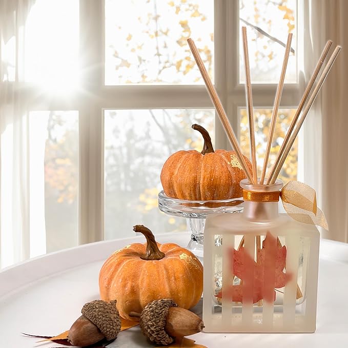 LOVSPA Reed Diffuser Set, Spiced Pumpkin Scented Oil Diffuser with Sticks, Home Fragrance Accessories for Bathroom Shelf Decor, Aroma Diffusers for Home or Office Fall Decor, USA Made