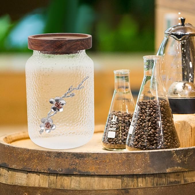 2pcs Glass Sealed Storage Jars with Removable Lids Airtight Food Canisters for Tea Cereals Spices Sugar Flour Pantry Organization