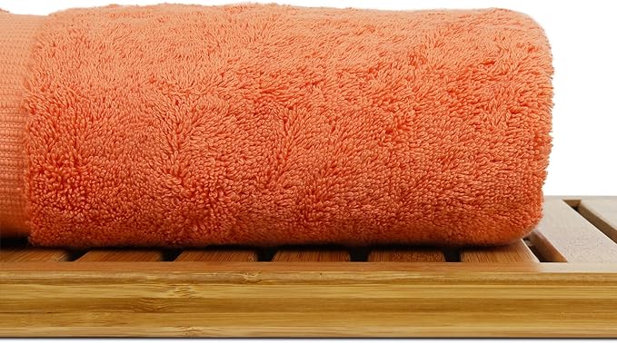 Luxury Hotel & Spa Collection Highly Absorbent, Quick Dry 100% Turkish Cotton 700 GSM, Eco Friendly Towel, for Bathroom Dobby Border Soft Bath Towel Set 27 X 54 (Coral, Bath Towels - Set of 2)