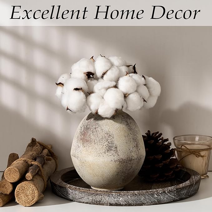 Ceramic Flower Vase, 6.22 Inch Rustic Farmhouse Vase Home Decor, Handcrafted Vintage Pottery Vase, Small Terracotta Vases for Living Room, Table, Shelf, Fireplace-Natural Brown