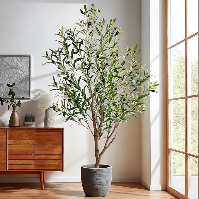 5ft Artificial Olive Tree Faux Olive Plant for Home Decor, Large Fake Olive Tree Modern Farmhouse Style, Floor Plant for Indoor Artificial Trees for Home Decor Indoor, Arbol de Olivo Artificial
