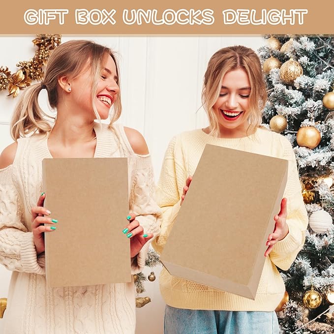 RayofSun Brown Gift Boxes with Magnetic Lids for Presents,13.7x9x4.3 inch Large Rectangle Collapsible Decorative Boxes, Bridesmaid Groomsman Proposal Box for Wedding,Christmas,Birthday(5PCS)