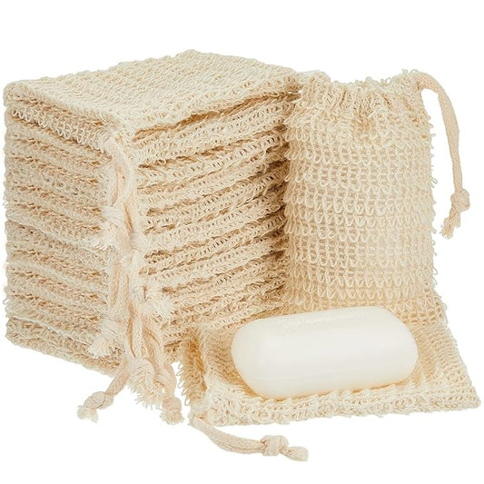 Cunhill 70 Pack Soap Saver Bag Bar Exfoliating Pouch Sisal Soap Savers Mesh Bag with Drawstring Foaming and Drying Holder for Bath and Shower