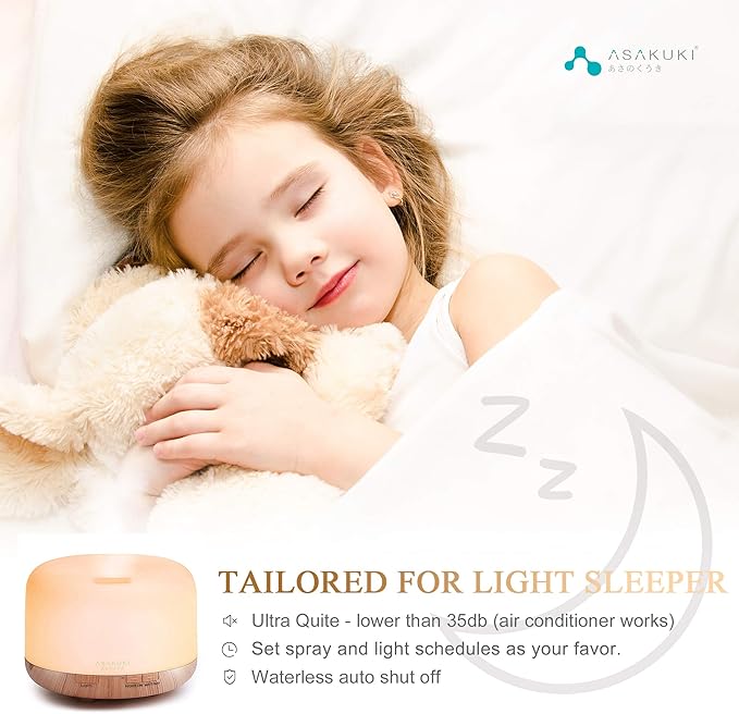 ASAKUKI Smart Wi-Fi Essential Oil Diffuser, App and Voice Control Compatible with Alexa, 500ml Aromatherapy Humidifier for Relaxing Atmosphere in Home Office Bedroom Gold