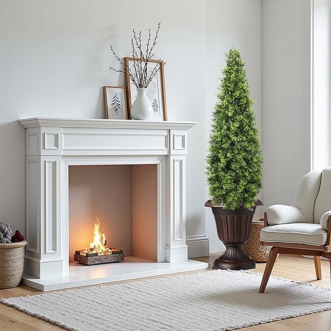 4FT Artificial Boxwood Topiary Tree Fake Topiary Potted Plants for Home Office Garden Indoor Outdoor Decoration 48INCH(2PACK)