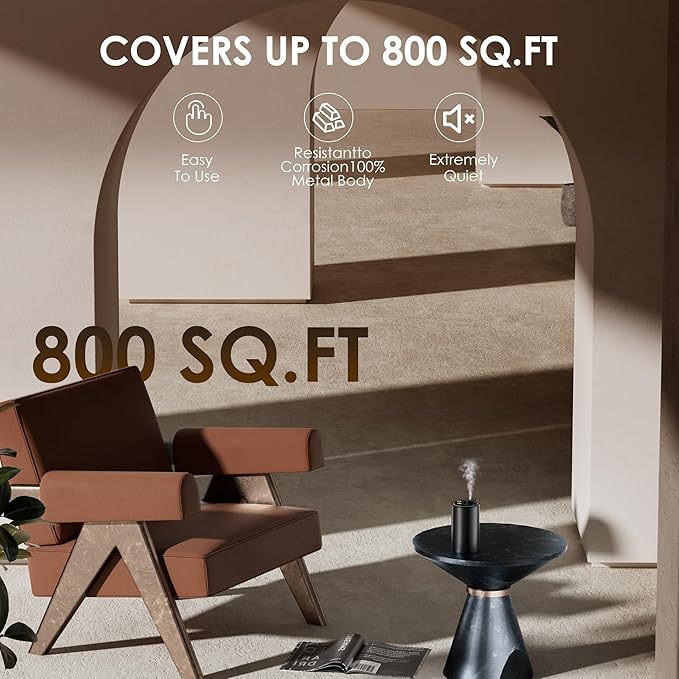 Waterless Essential Oil Diffuser, Diffuser,Portable Aromatherapy Diffuser,Light Show,3 Countdown Timers & 3 Mist Levels for Home, Room, Car, Office (Black)