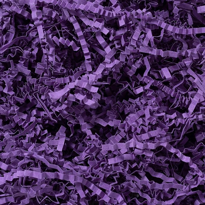 Mefleet 2 LB Crinkle Cut Paper Shred Filler Purple Crinkle Shredded Paper for Gift Box - Gift Basket Bag Filler - Grass Cushion Stuffing for Christmas Holiday Packaging Wrapping