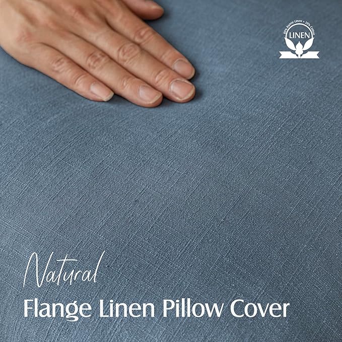 Foindtower Set of 2, Decorative Linen Soild Throw Pillow Covers Soft Accent Euro Cushion Case Boho Farmhouse Neutral Pillowcase for Couch Sofa Bedroom Living Room Home Decor 26 x 26 Inch Misty Blue