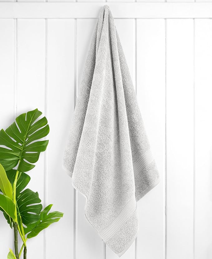 Cotton Paradise 4 Piece Turkish Bath Towels for Bathroom, 100% Cotton Extra Large Soft Plush Towels Bathroom Set, Silver Grey