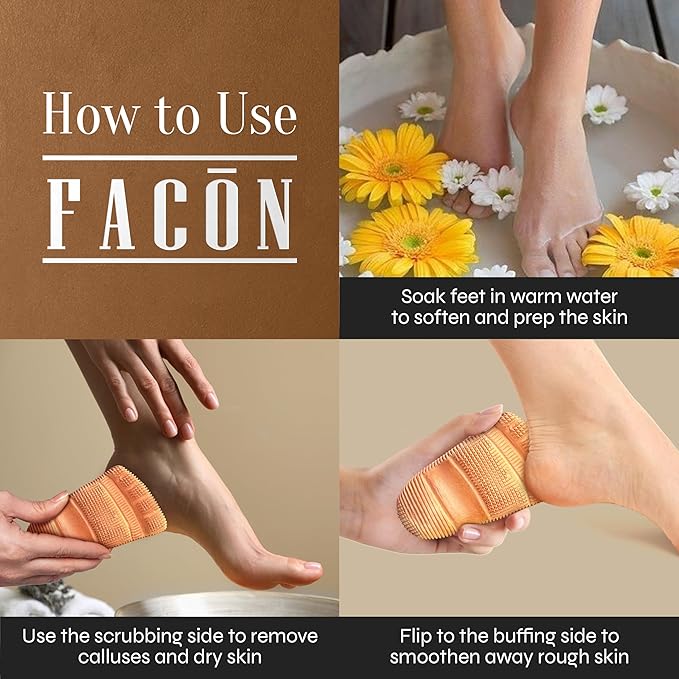 Facón Pumice Stone for Feet Callus Remover - Terra-Cotta Foot Scrubber with 2 Sides, 100% Pure Natural Foot Pumice Stone, Pedicure Pumice Stone Scrubber, Foot Exfoliator, Removes Calluses & Dead Skin