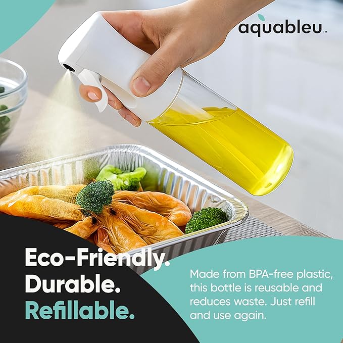 Aquableu Spray Bottle for Hair – Continuous Mist Spray Bottle for Hair Care, Styling, Cleaning, Plants, Pets & Essential Oils (Clear, 6.76oz/200ml)