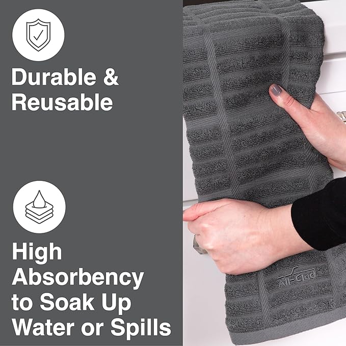 All-Clad Solid Kitchen Towels: Highly Absorbent, Super Soft Long Lasting - 100% Cotton, 17"x30" Tea Towels for Cleaning & Drying Dishes, Pans, Glassware, or Countertops, (2-Pack), Pewter