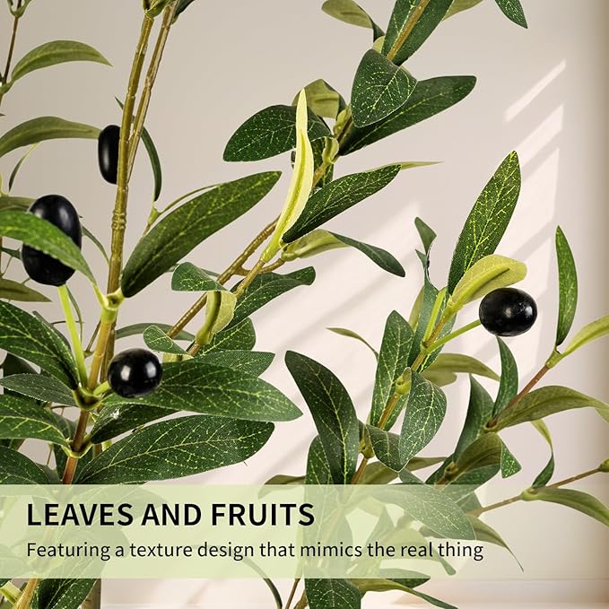 7FT Artificial Olive Tree, Indoor Faux Olive Tree Fake Potted Silk Olive Tree Plants with Lifelike Branches & Fruits for Home Office Decor