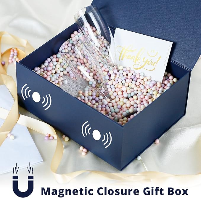 MOYEUPAC Blue Gift Box,9" X 7" X 4" Gift Box with Lids for Presents Magnetic Closure Gift Packaging for Birthday,Christmas, Halloween and Various Holidays (Gentleman Blue)