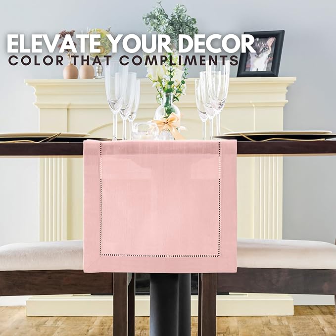 Blush Pink Table Runner – Light Pink Table Runner for Dining, Weddings, or Home Decor – Elegant Rose Gold Runners for Tables, Perfect for Modern and Farmhouse Styles (14 x 108 Inches Long)